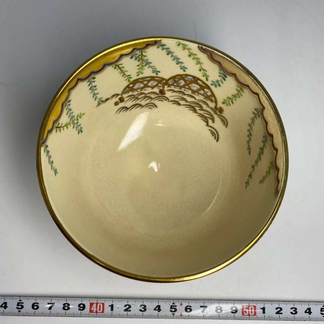 色絵仁清写柳橋茶碗 共箱