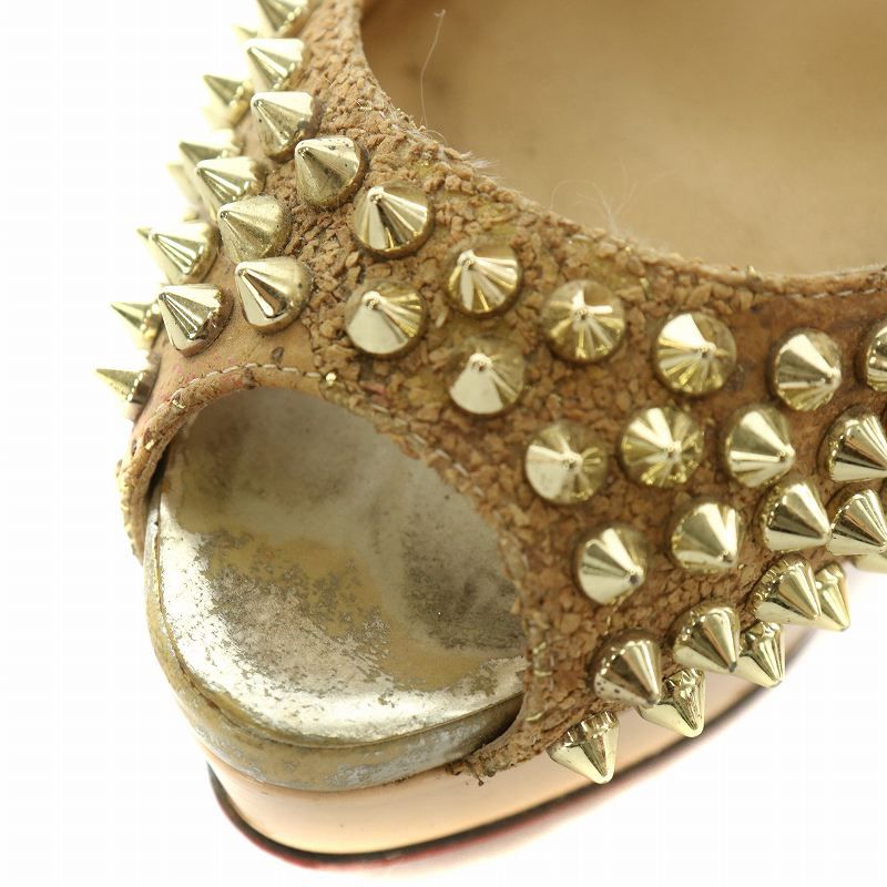 スタッズ ハイヒール オープントゥ ルブタン クリスチャンルブタン Christian louboutin パンプス エナメル