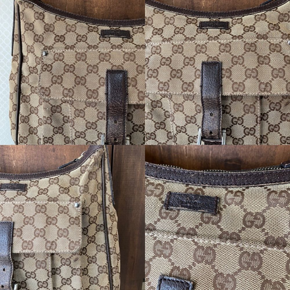 グッチ GUCCI GGキャンバス総柄 ハーフムーン キャンバスショルダー 