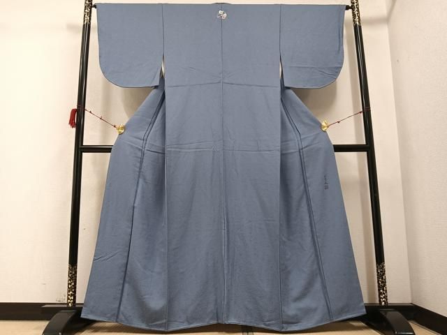 平和屋着物 服飾評論家 市田ひろみ 色無地 花地紋 藍鼠色 正絹 AABC1739ph