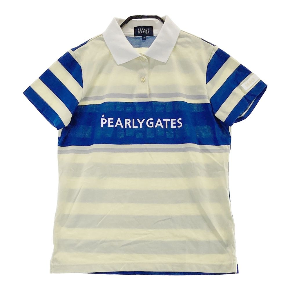 サイズ 0 PEARLY GATES パーリーゲイツ 2025年モデル 半袖ポロシャツ バックボーダー柄 ベージュ系 240101524277 ゴルフウェア レディース ストスト