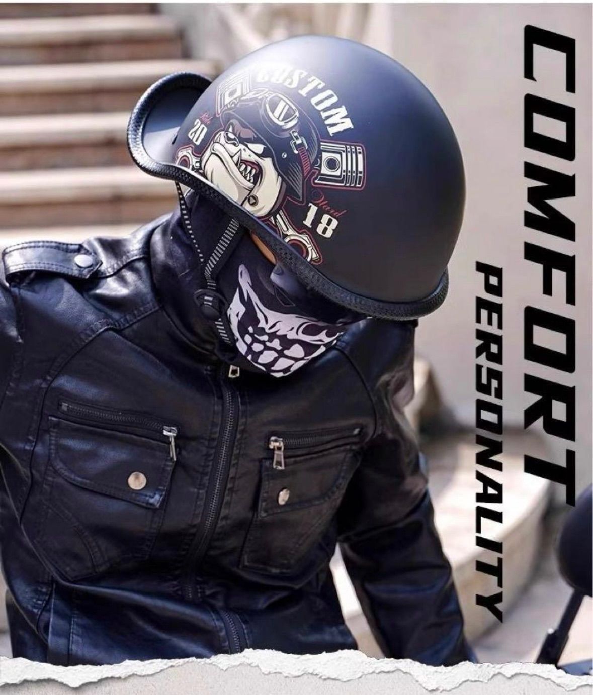 黒半キャップハーフヘルメット 半帽子原付ヘルメットハーレー