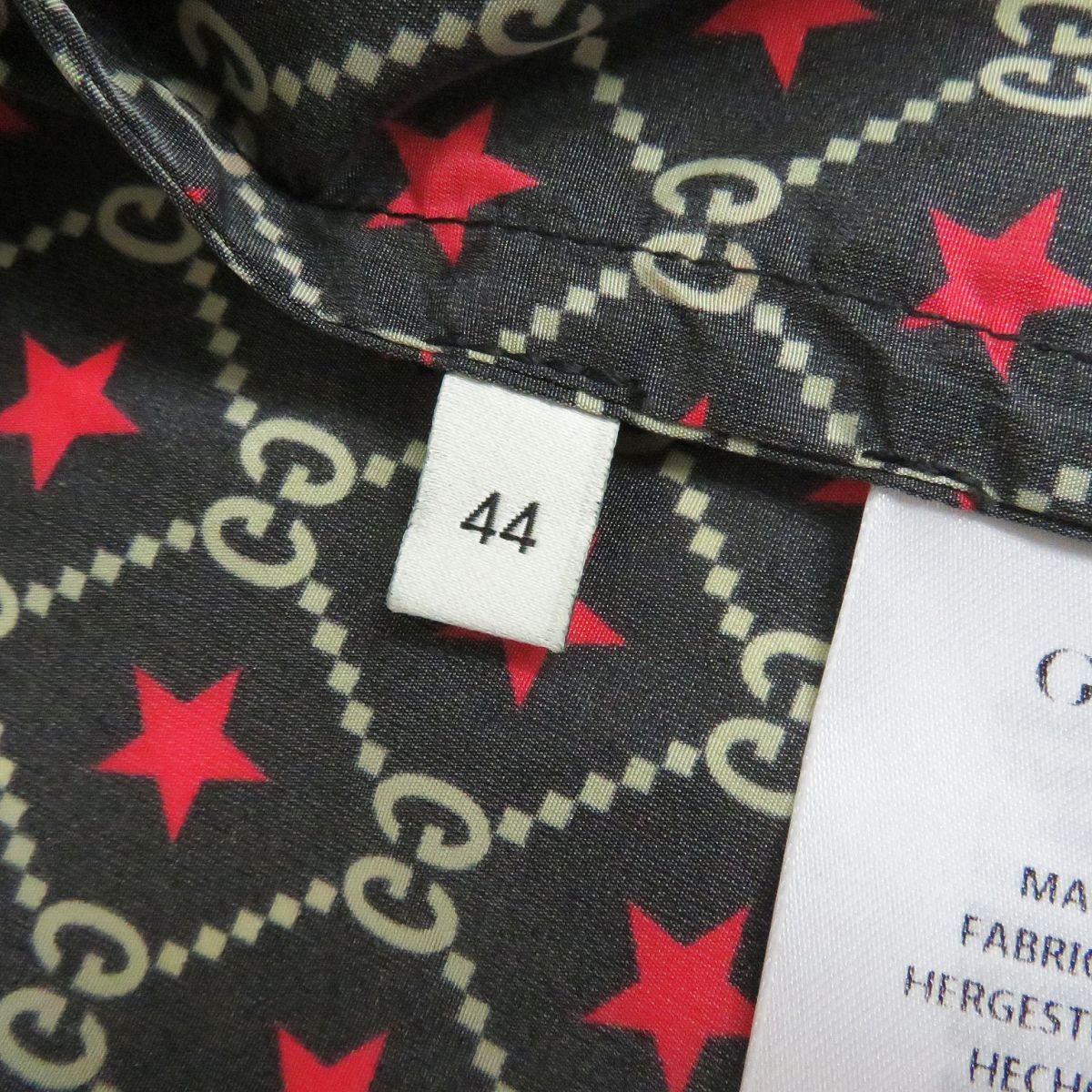 極美品★GUCCI・レディース GG総柄 スター刺繍 ナイロンパーカー(S相当) グッチ GUCCYロゴ スター パーカー スウェット ブラック ユニ