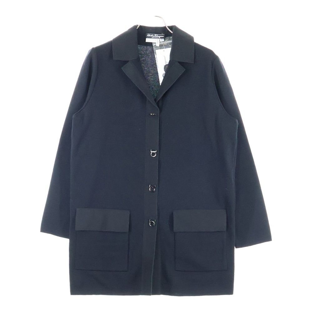 FERRAGAMO フェラガモ ガンチーニボタン ウールニット ジャケット ブラック