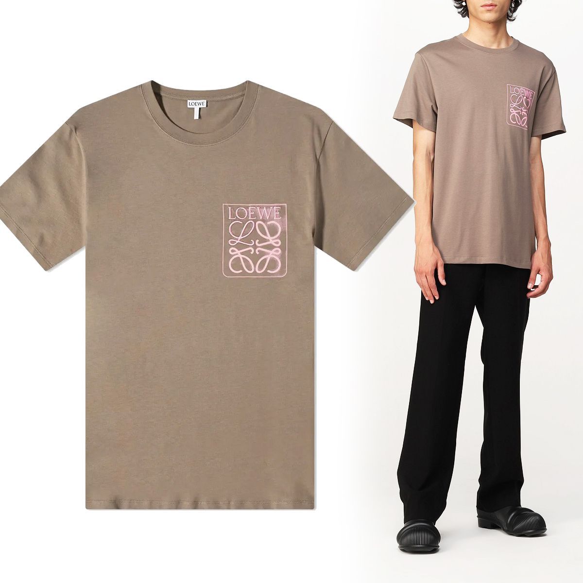 5 LOEWE ワームグレー H526Y22X25 アナグラム ロゴ刺繍Tシャツ - メルカリ