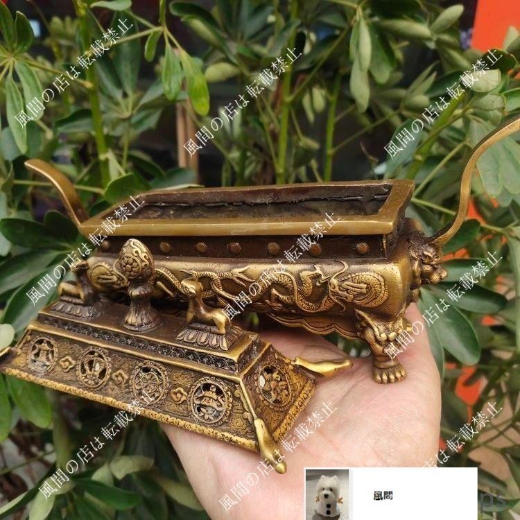 銅 細工 双羊争輝香炉 蔵炉 香道具装飾品 工芸品 置物 新品・未使用】銅 細工 双羊争輝香炉 蔵炉 香道具装飾品 工芸品