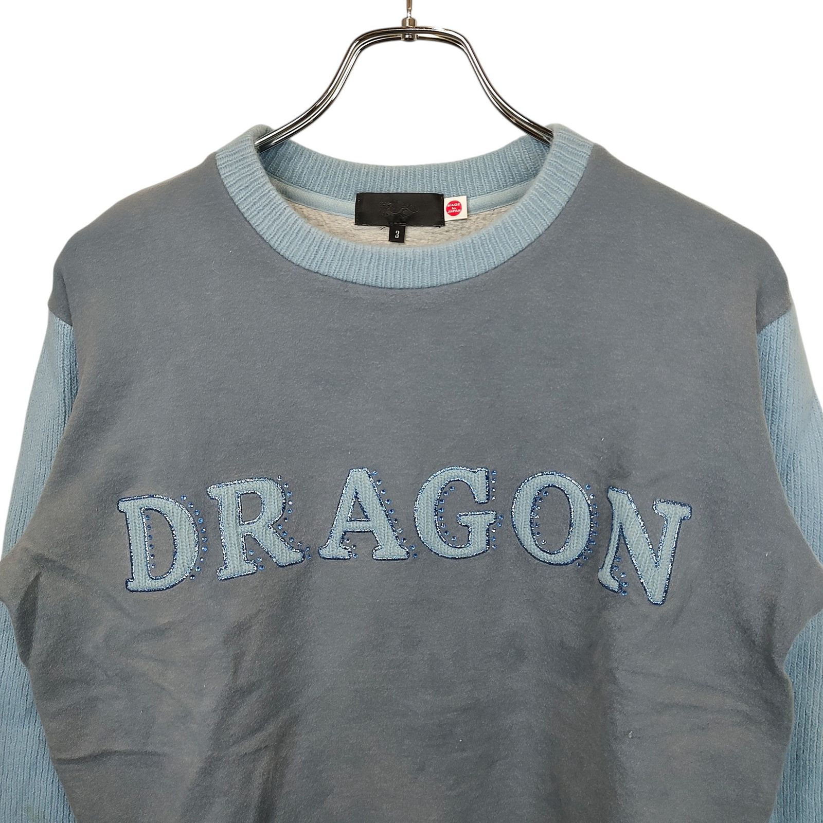 coco★ダンスウィズドラゴン★カシミヤ★長袖クルーネックニットセーター★グレー系★3(L)★USED※レターパックプラス発送可★84520 coco ダンスウィズドラゴン DANCE WITH DRAGON メンズ セーター