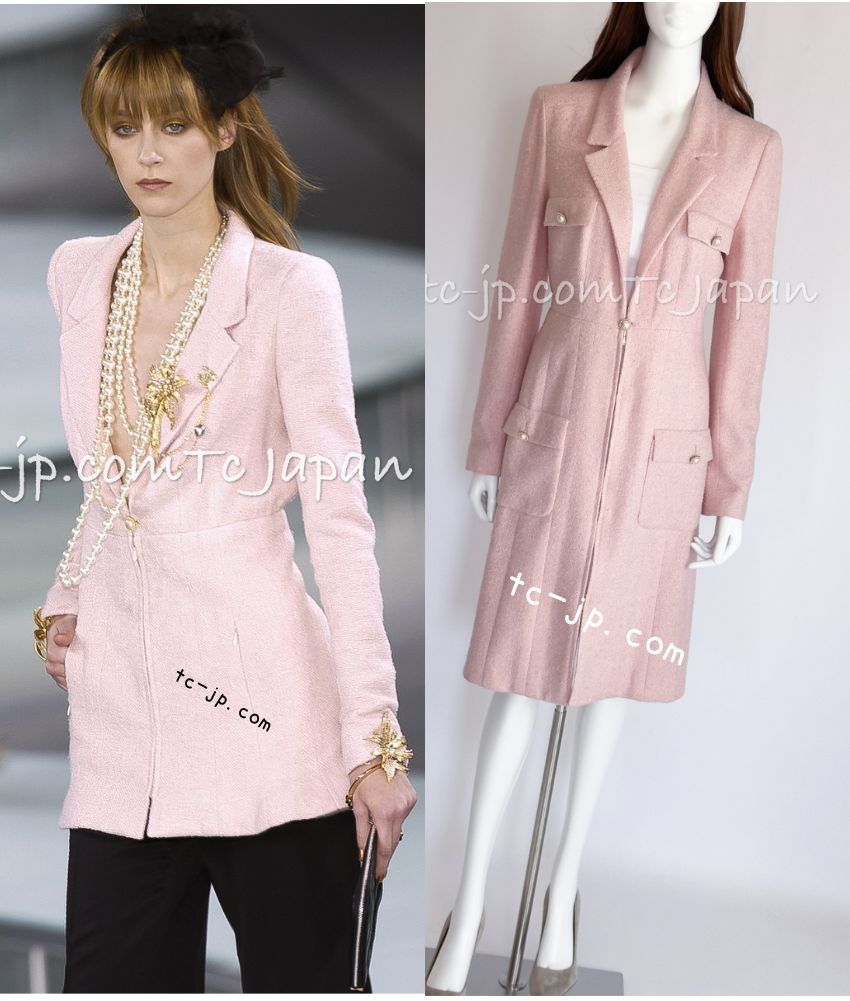 シャネル コート CHANEL 淡いピンク ジッパー シルク ツイード ジャケット 超美品 38 - メルカリ