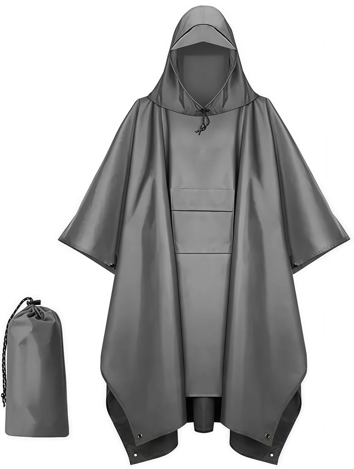 [アスペルシオ] アウトドア レインポンチョ 3WAY レインコート 薄型 収納バッグ付き コンパクト 雨具 メンズ 軽量 防水 カッパ リュック対応 マット テント バイク 簡易 登山 通勤 旅行 自転車 通学 撥 [マーブルグレイ] [Free Size]