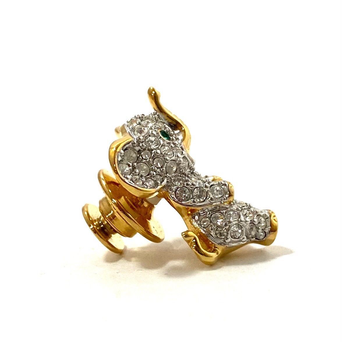 SWAROVSKI】ゾウ ピンバッジ シルバーカラー ゴールド/金カラー