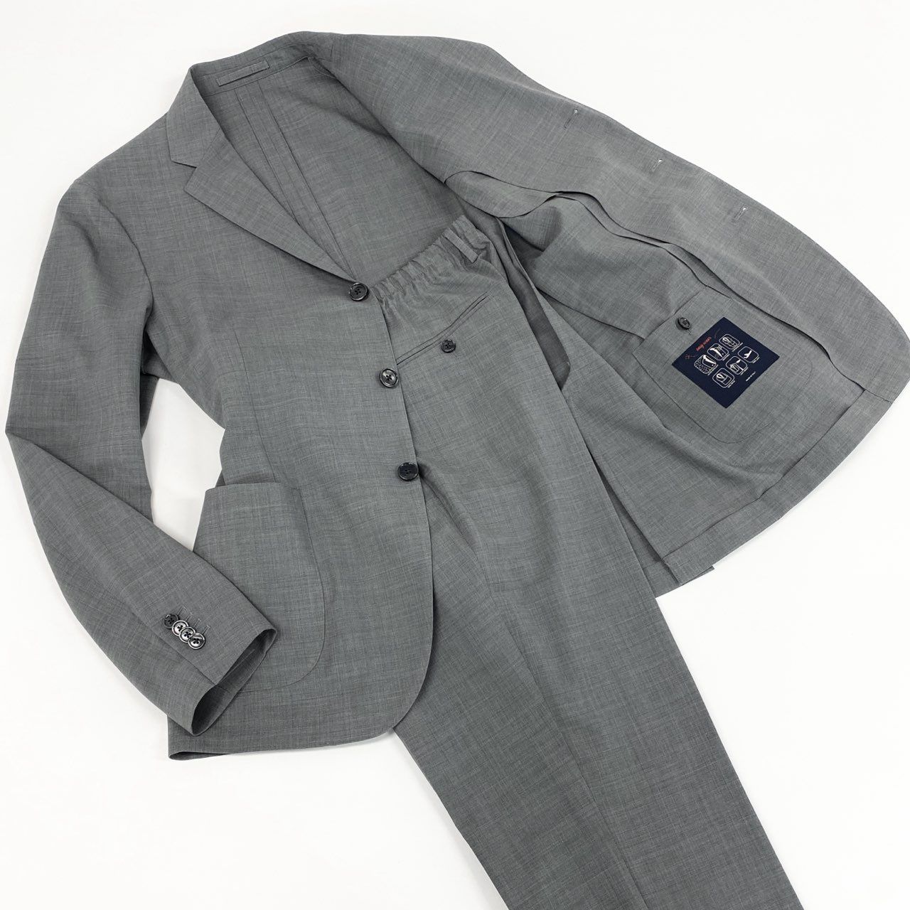 美品 LARDINI easy wear セットアップ グレー 52