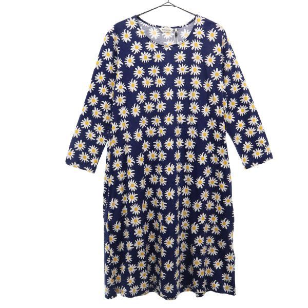 未使用 マリメッコ 花柄 長袖 ワンピース S ネイビー marimekko レディース 未使用 マリメッコ 花柄 長袖ワンピース S ネイビー marimekko