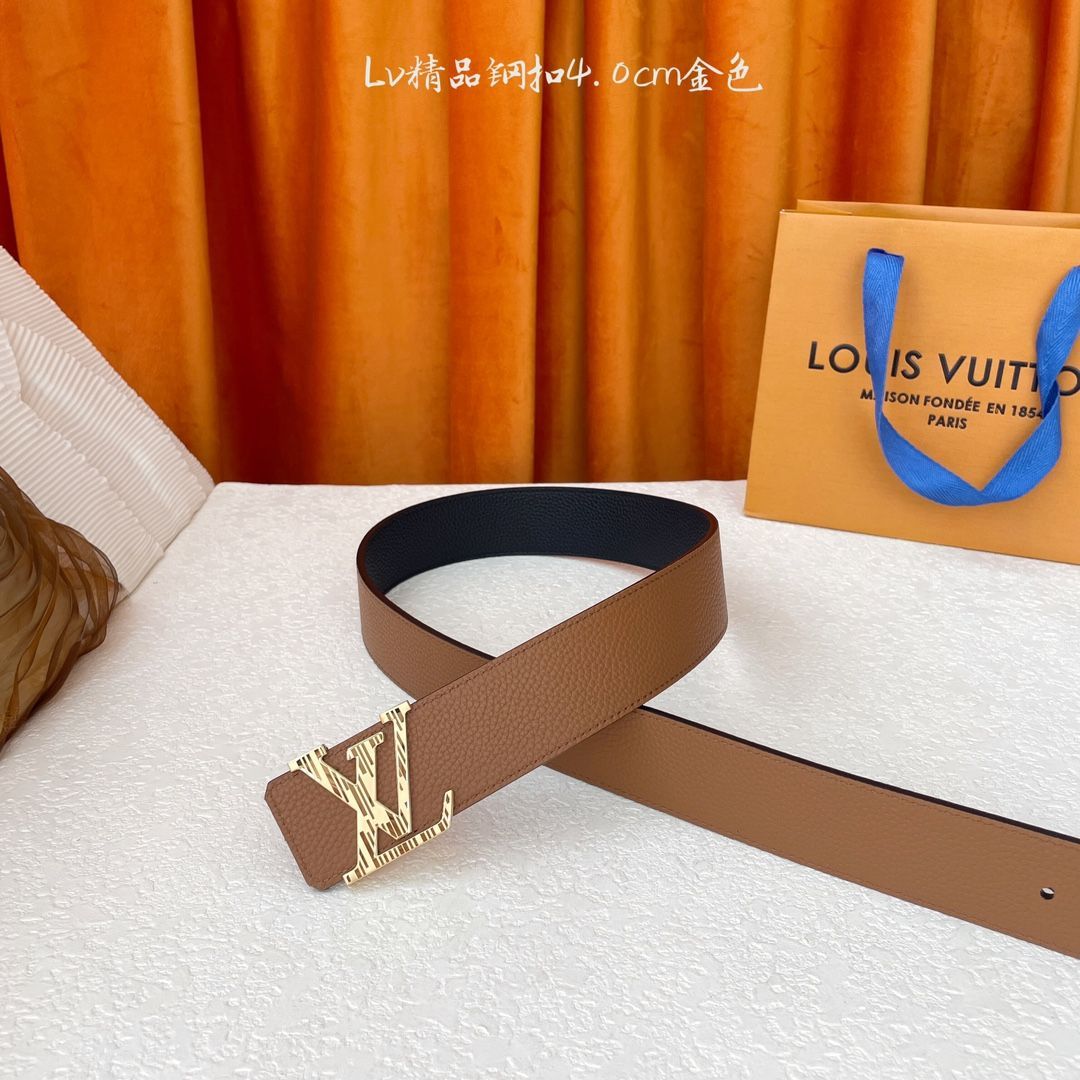 美品louis vuittonレザー ベルト 二重巻きデザイン ベージュ ベルト・ドーフィーヌ 25MM リバーシブル モノグラム｜ルイ