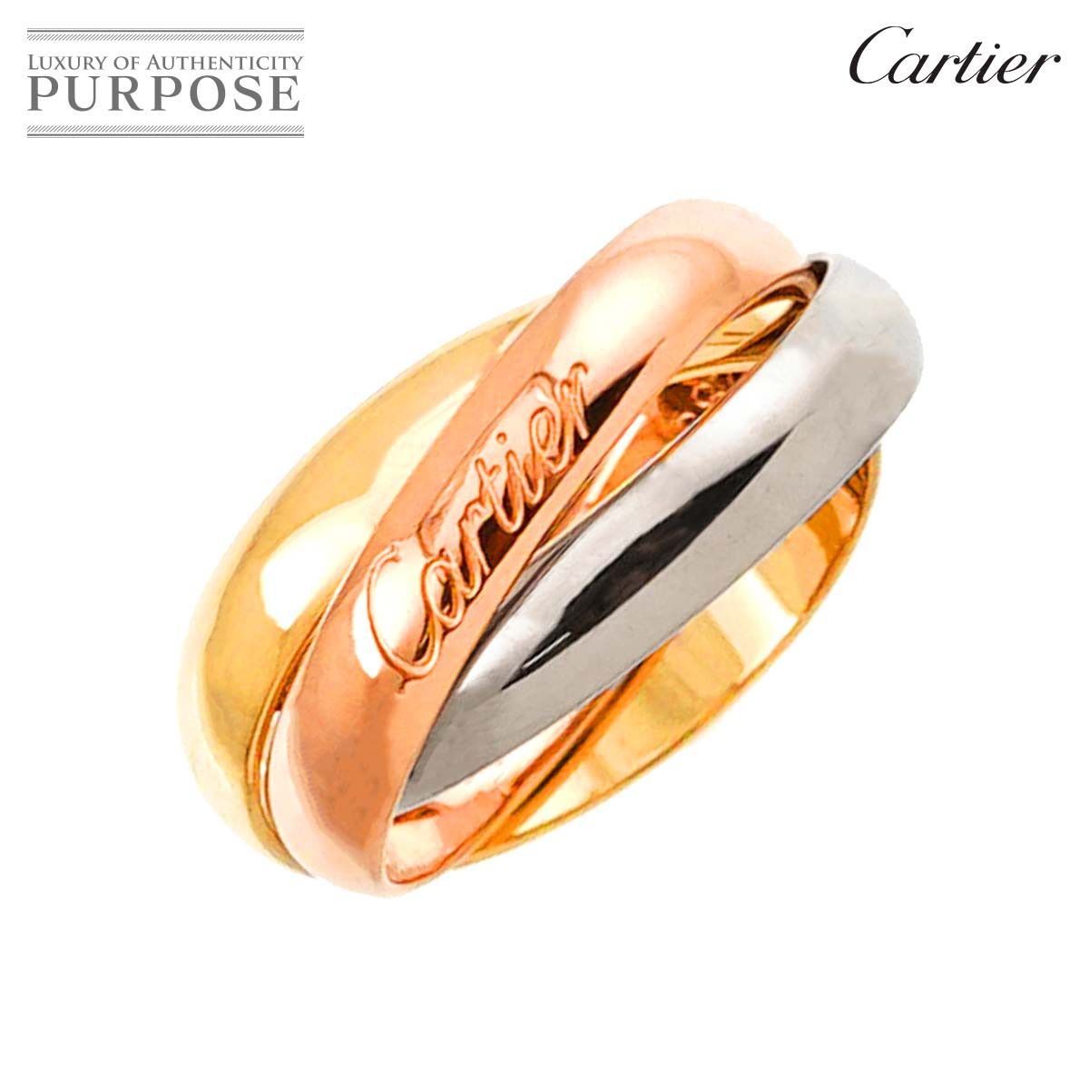 カルティエ Cartier トリニティ ミディアム MM 48 K18 YG WG PG 3連 750 指輪 Trinity Ring 90278863