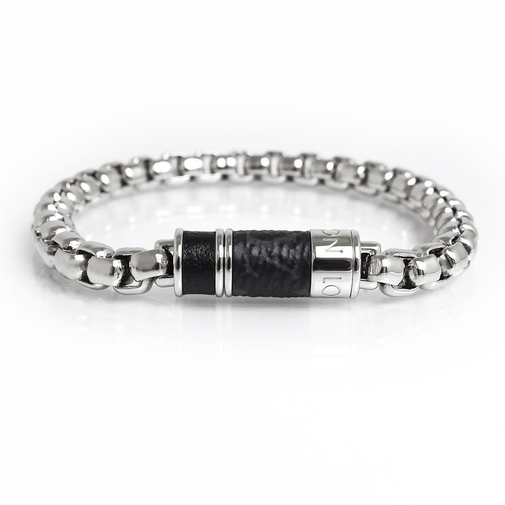 ルイ ヴィトン ブレスレット チェーン モノグラム エクリプス Mサイズ シルバー ブラック 黒 M62592 LOUIS VUITTON