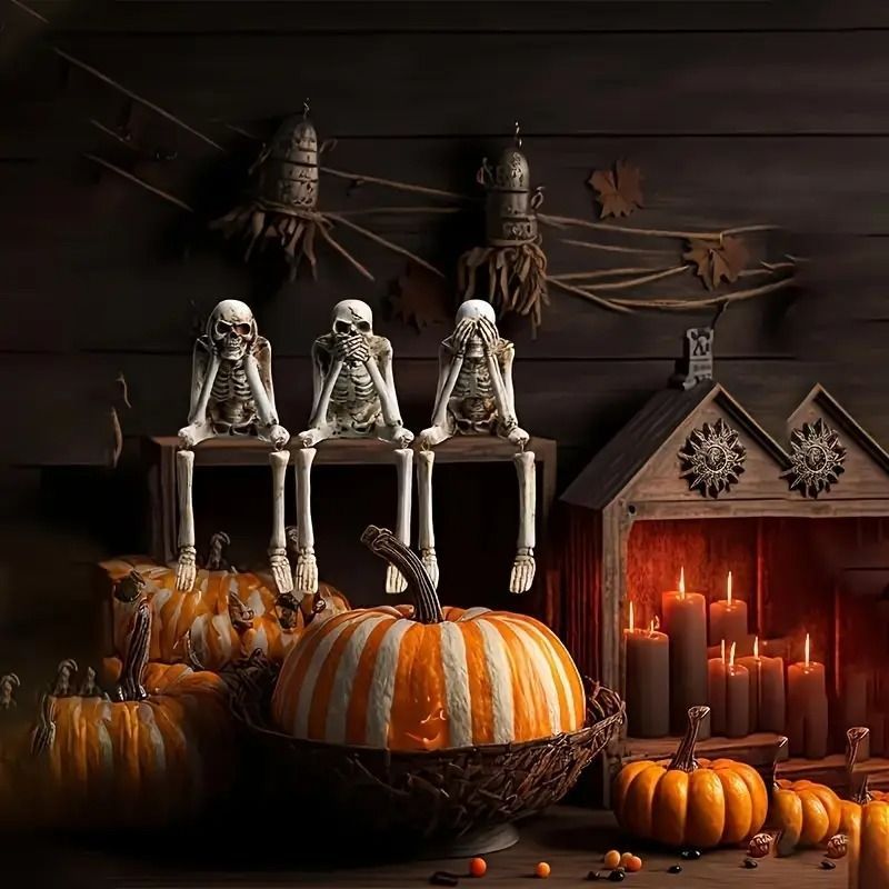 置物 見ざる聞かざる言わざる 骸骨 スケルトン ボーン スカル ドクロ