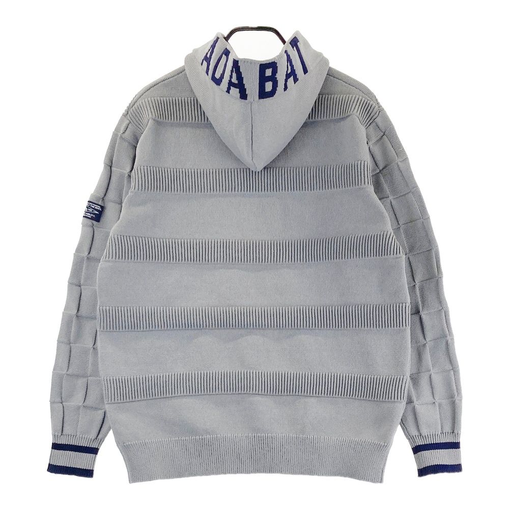 サイズ：50 ADABAT アダバット ニットパーカー ボーダー柄 グレー系
