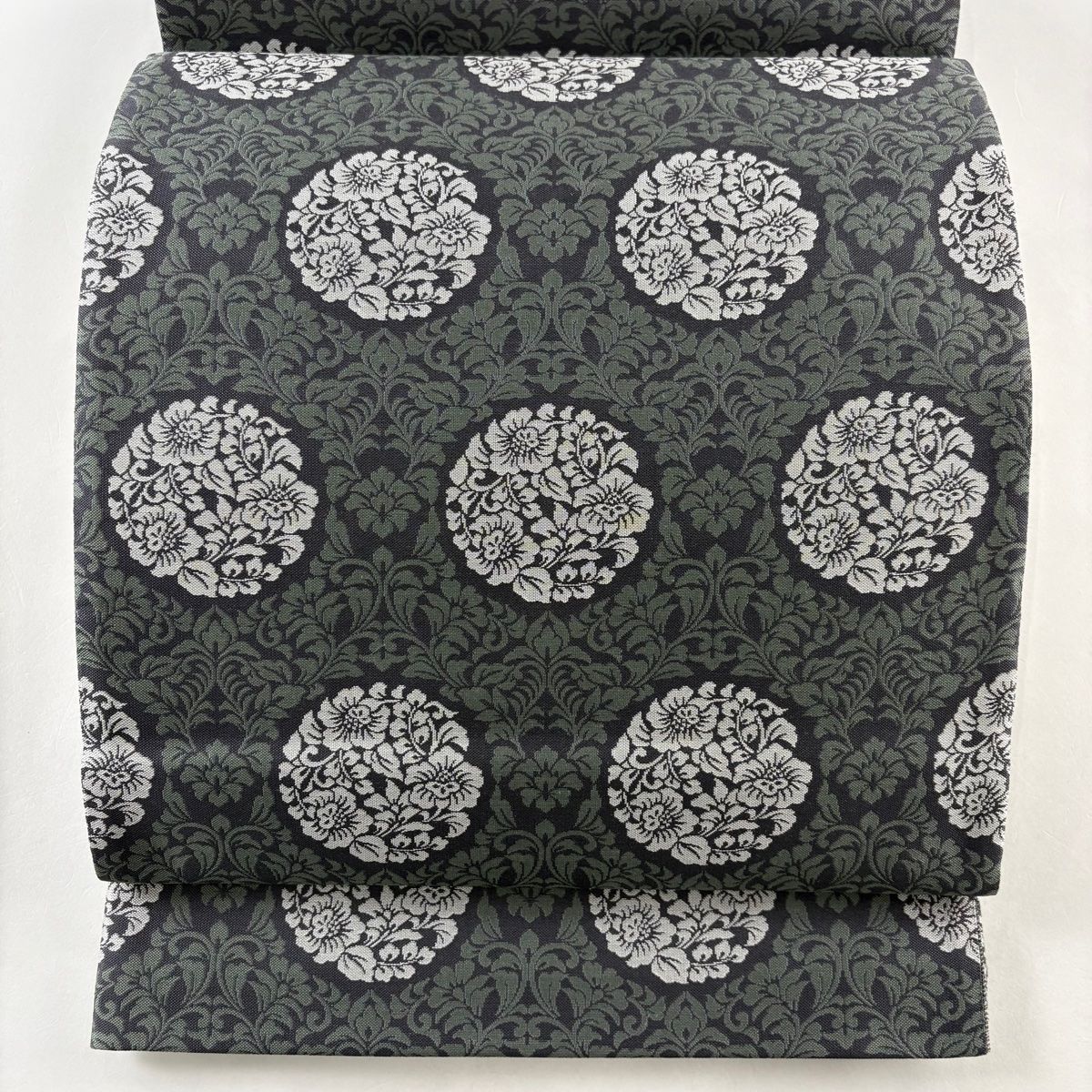 30%OFF 袋帯 美品 秀品 夏帯 紗 花唐草 箔 ベージュ 六通 正絹