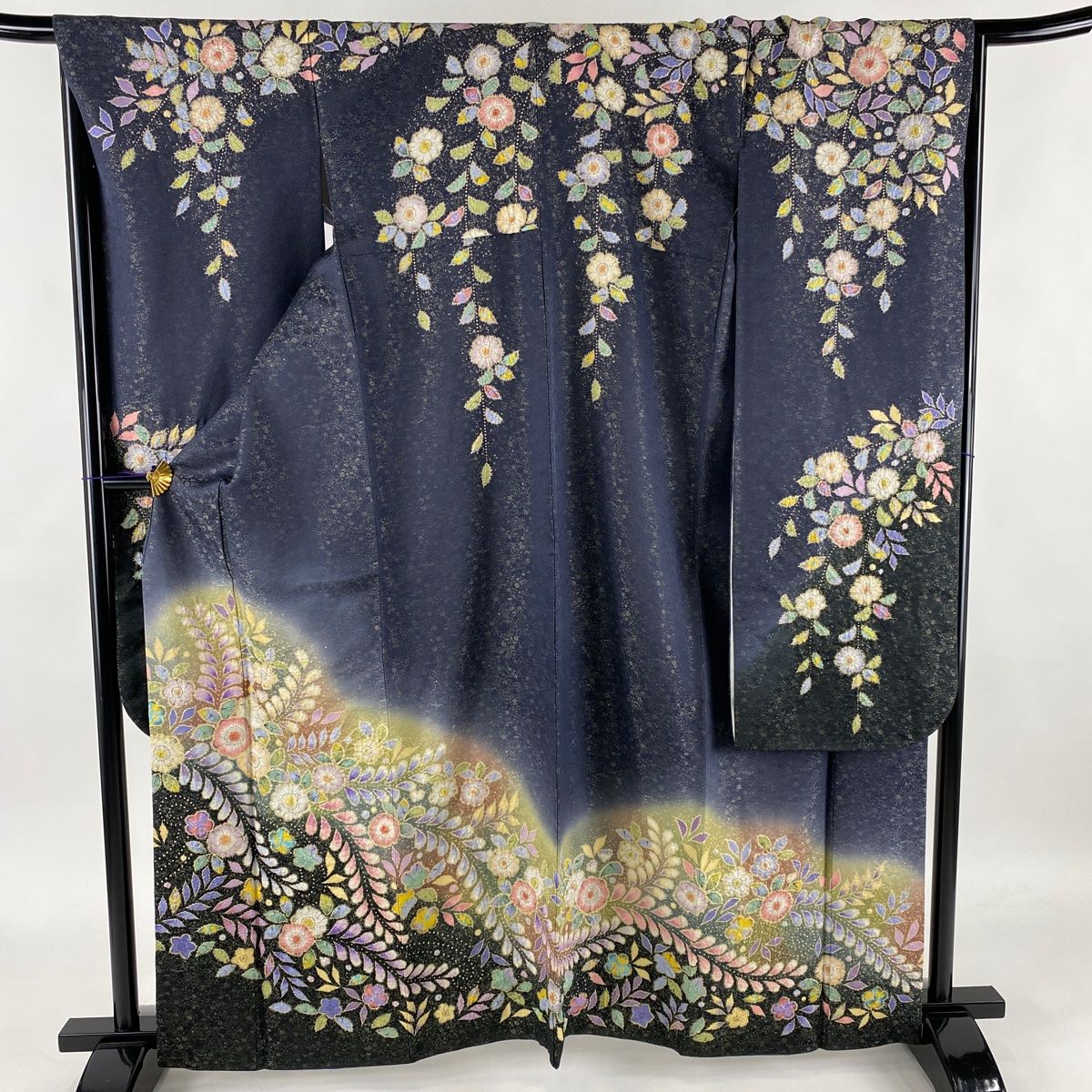 振袖 美品 逸品 翠山工房 落款 辻が花 金通し 灰紫 袷 身丈163cm 裄丈