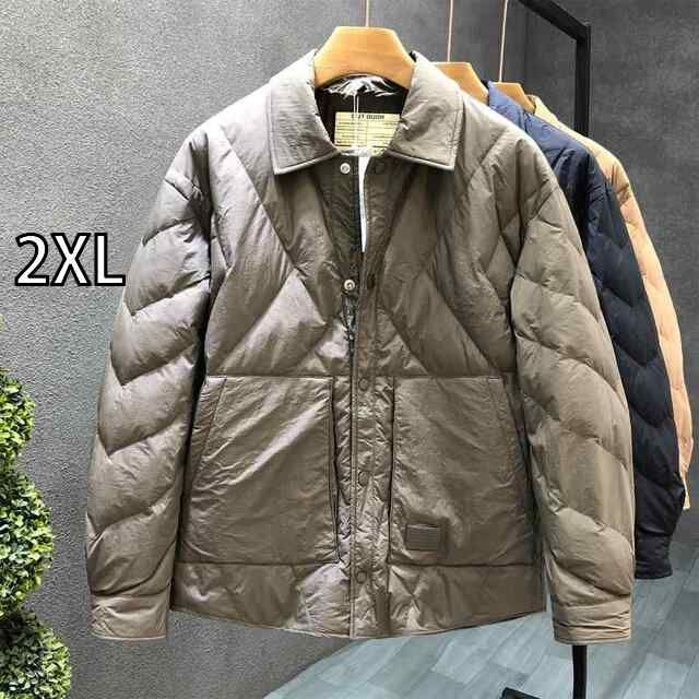  [2XL]秋冬 コーデ メンズ  服 シンプル ファッション オシャレ 大人 かっこいい 大きいサイズ ストリート 紳士服 ライト ビジネス シャツ ダウン ジャケット アウター トップス その他