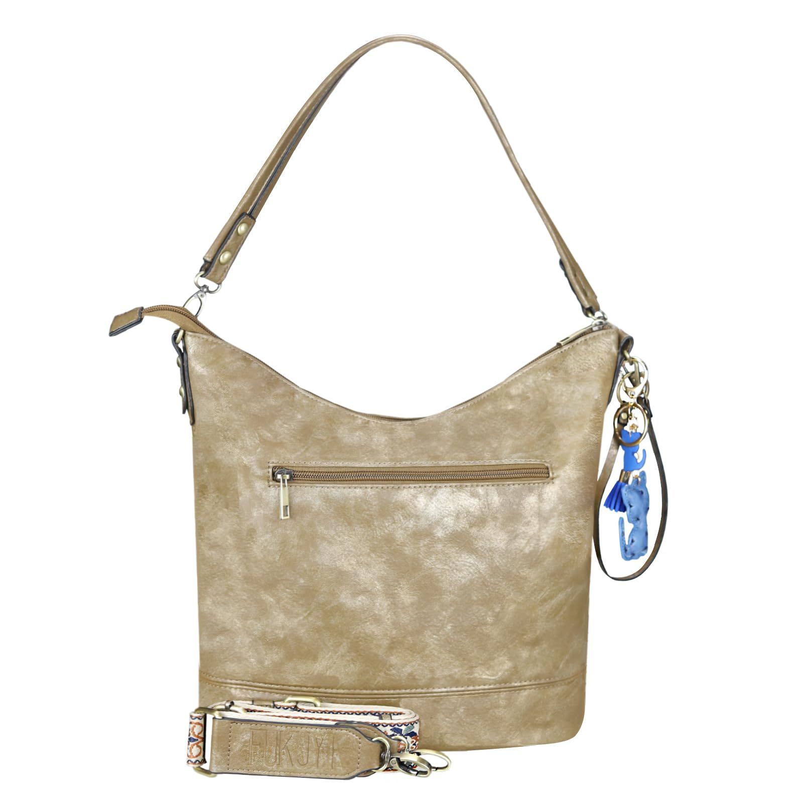 Color ブラックゴールド FUKUYIN ショルダーバッグ レディース 3 WAY レザー トートバッグ 鞄 大容量 肩掛け 斜め掛けバッグ 3本ストラップ 付き おしゃれ シンプル 軽量 通勤 通学 ギフト ブラック ゴールド