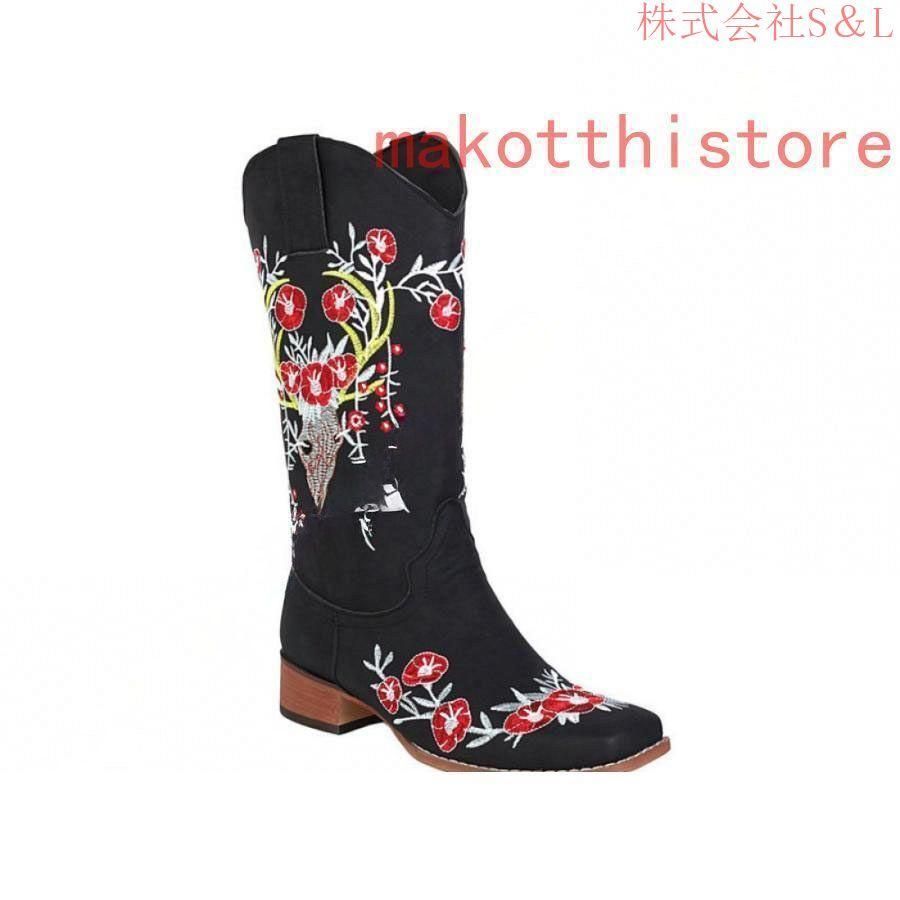 ウエスタンブーツ ウエスタン カントリーダンス カウボーイ 刺繍