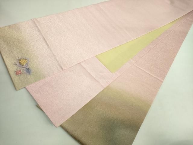 平和屋本店□極上 久保田一竹 幻の辻が花 太鼓柄袋帯 金通し地 共箱