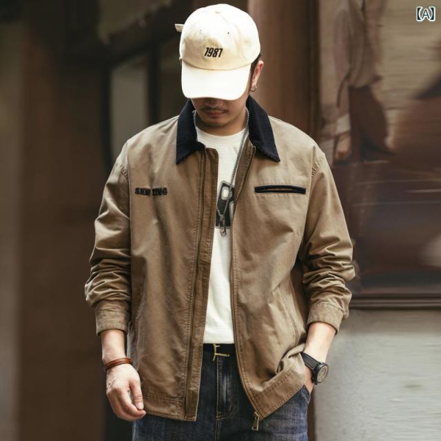 メンズ ファッション 服 男性用 オシャレ シンプル 大人 かっこいい 大きいサイズ ストリート 紳士服 グリーン デトロイト レトロ ワークジャケット ヘビー カジュアル ジャケット