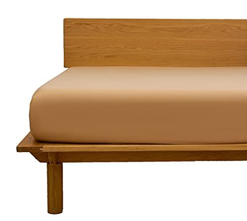 ダブル 140cm幅_キャメル ボックスシーツ ダブル 綿100％ ベッドシーツ 平織り マットレスカバー ベット用 防ダニ 抗菌 BOXシーツ キャメル