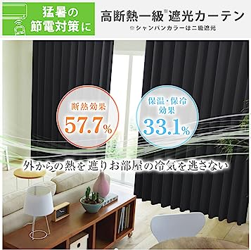 カーテンくれない 節電対策に「K-wave-D-plain」 日本製 防炎 ラベル付