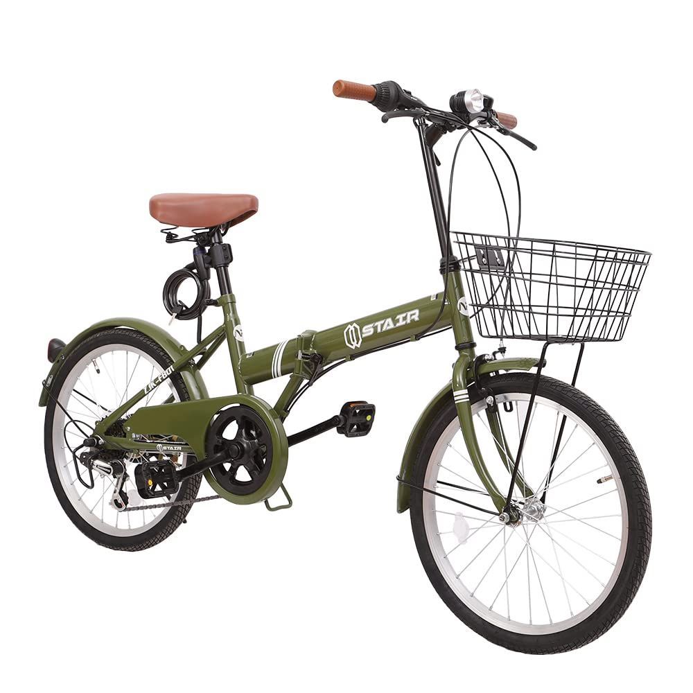 【誠実】 折りたたみ自転車 折り畳み自転車 20インチ シマノ6段変速 カゴ付 ワイヤ錠・ライトのプレゼント付き 前後泥除け装備 ハンドルの高さ調節で
