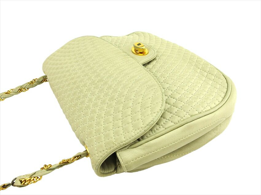 バリー BALLY ショルダーバッグ キルティング Bマーク グレー 灰色