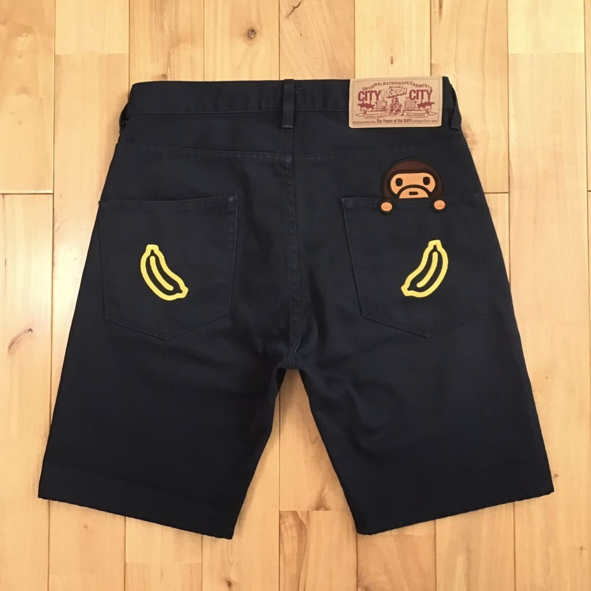 Milo 刺繍 ハーフパンツ Sサイズ ネイビー a bathing ape BAPE shorts