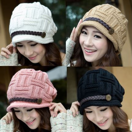 メルカリshops かわいいニット帽子 ベルト付