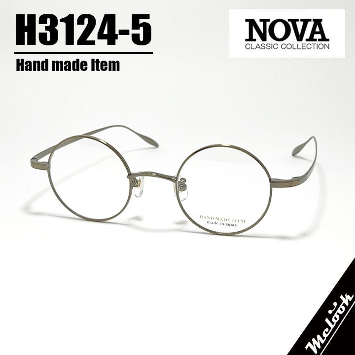 NOVA ノヴァ Hand made Item ハンドメイドアイテム 国産 メガネ 眼鏡 フレーム 男女兼用 H3124-5-42 ラウンド メタル ガンメタ ダークシルバー 日本製 | Hand made in Japan