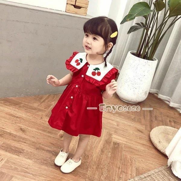 韓国子供服 ワンピース チェリー柄 レッド カワイイ 女の子 ベビー