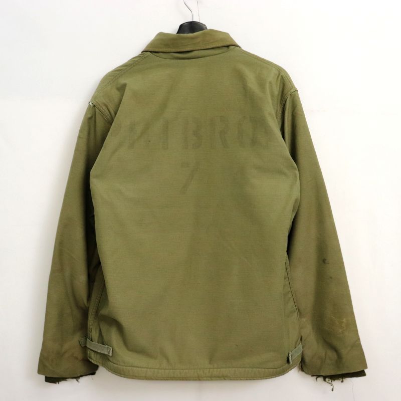グッドデザイン古着ステンシルプリントベージュミリタリージャケットM-65ゆったり グッドデザイン古着ステンシルプリントベージュミリタリー