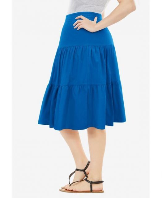 ウーマン ウィズイン レディース スカート ボトムス Women s Within Elastic-Waist Knit Tiered Skirt Bright cobalt