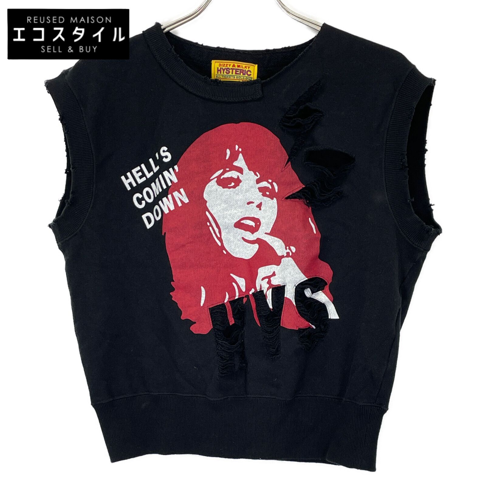 HYSTERIC GLAMOUR ヒステリックグラマー ﾌﾞﾗｯｸ 01231CV01 ﾀﾞﾒｰｼﾞ ﾍﾞｽﾄ