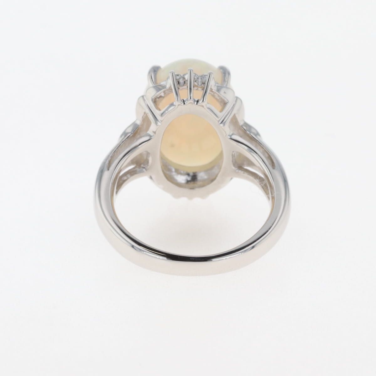 オパール デザインリング プラチナ 指輪 メレダイヤ リング 8号 Pt900  