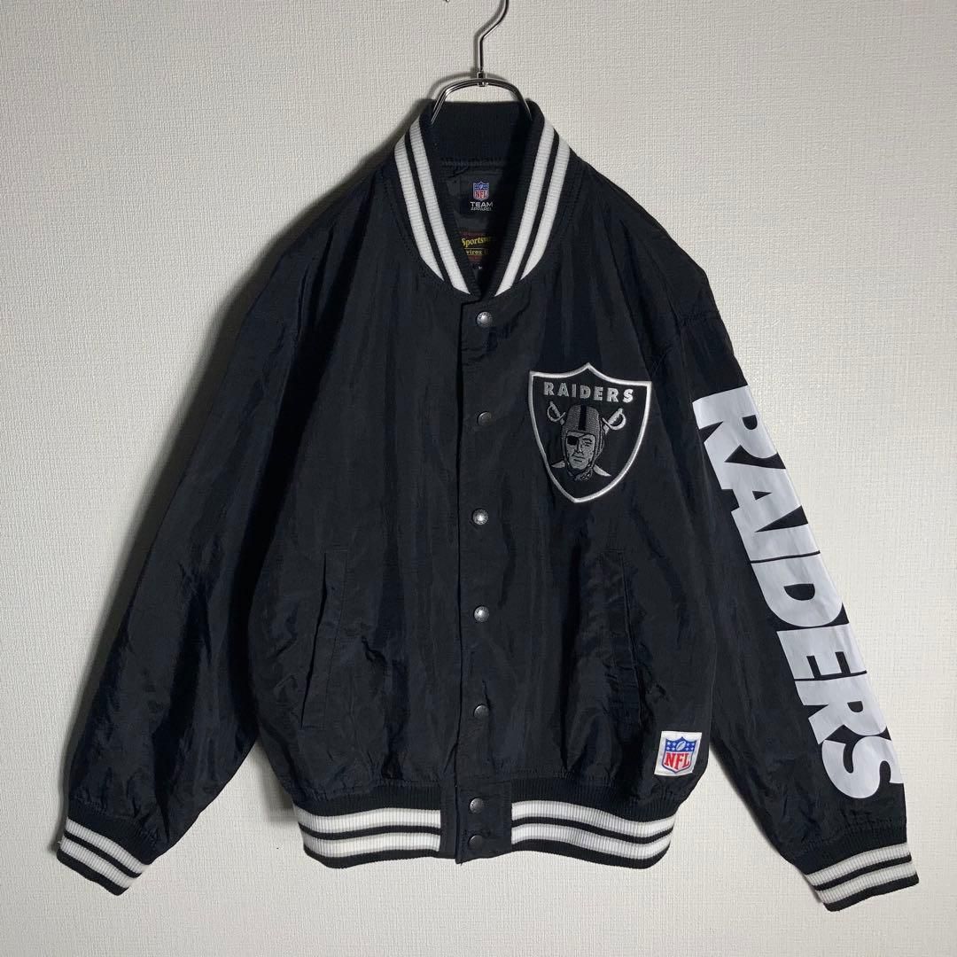 美品】AVIREX スタジャン コーチジャケット NFL RAIDERS 黒 美品AVIREX
