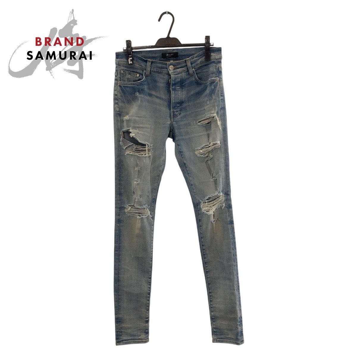 美品 AMIRI アミリ ダメージ加工 サイズ30 ライトブルー シルバー金具 