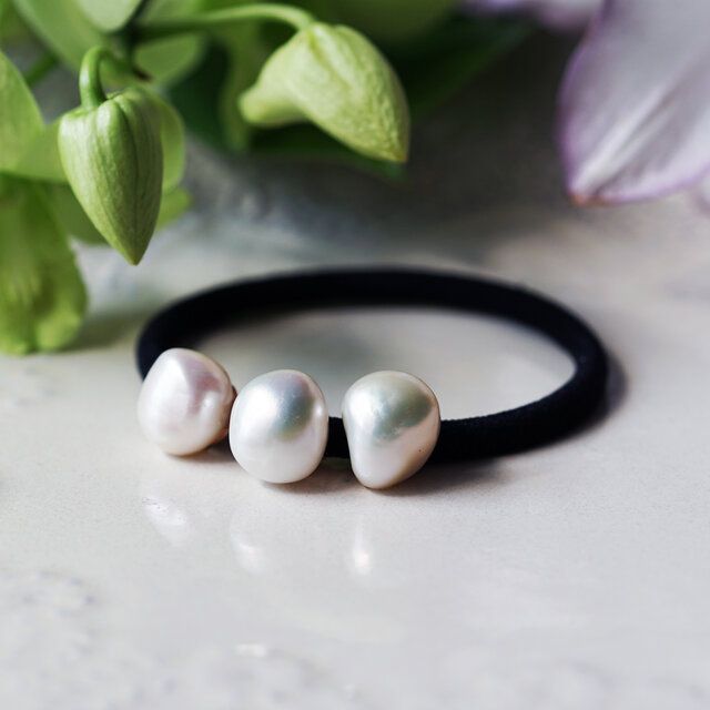 一点物大きめ 【一点物】大きめ アイオライトの 雫 ヘアゴム③