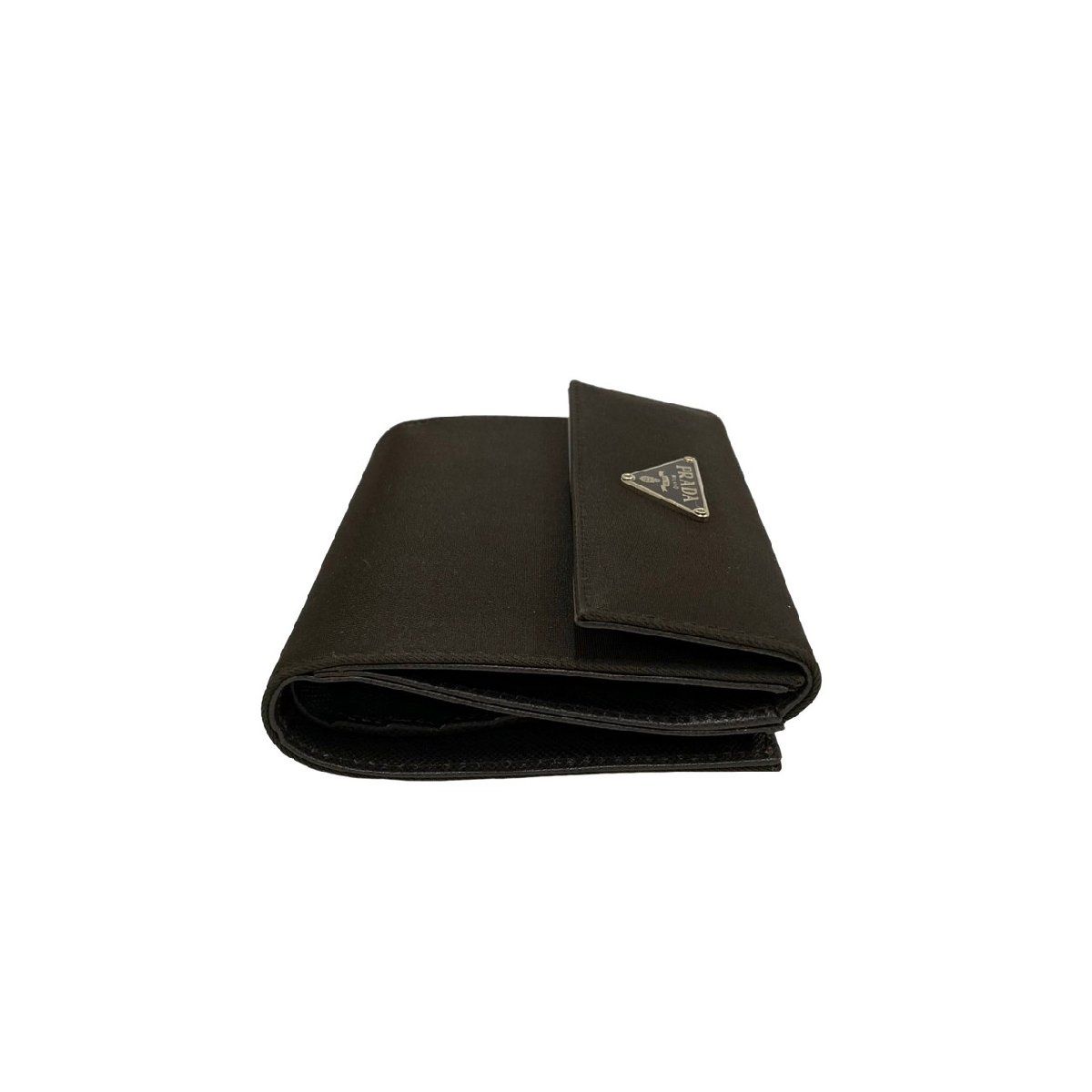 PRADA レザー　折り財布　三角ロゴ　黒　M510A 箱　カード　付き PRADA レザー 折り財布 三角ロゴ 黒 M510A 箱 カード 付き