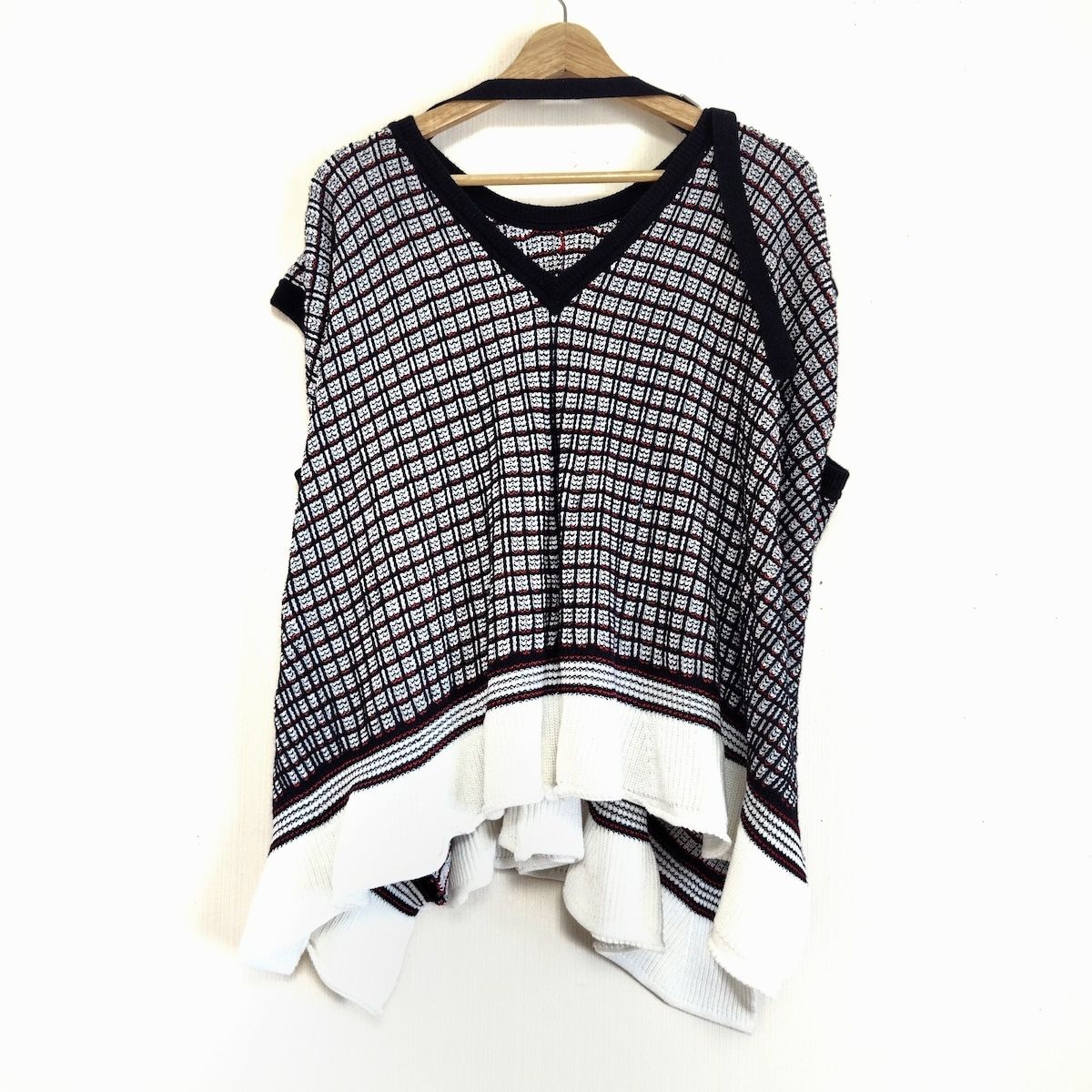 3.1 Phillip lim スリーワンフィリップリム ノースリーブセーター サイズS レディース - 黒×白×レッド クルーネック