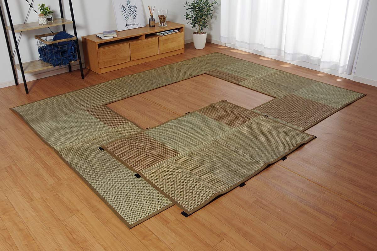 約191×250cm 中抜き 約90×120cm ベージュ DX堀炬燵敷きピア 3畳 カーペット 8119730 い草ラグ 掘りごたつ イケヒコ