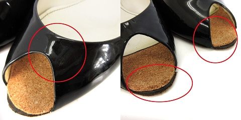 シャネル CHANEL フラットシューズ ココマーク エナメル オープントゥ 黒 ブラック 35C 22.5cm 靴