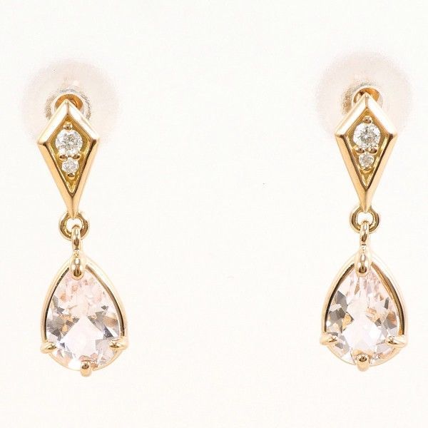 K18PG ピアス earrings ローズクォーツ ダイヤ 総重量約1.0g