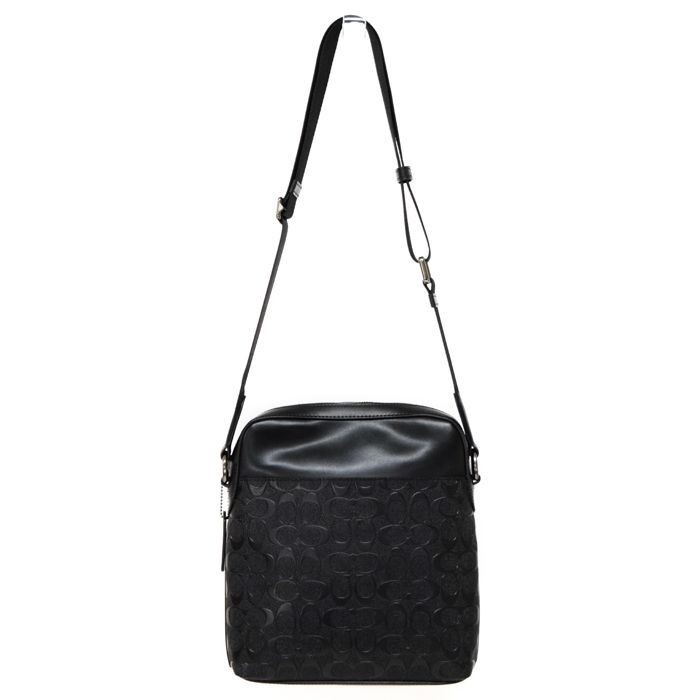 【SAランク】 コーチ COACH ヒューストン フライト バッグ エンボスレザー シグネチャー F73338 ショルダーバッグ クロスボディ 斜め掛け 肩掛け ポシェット メンズ ブラック 正規品 極美品 中古 mbm28009 コーチ COACH ヒューストン フライト バッグ エンボスレザー