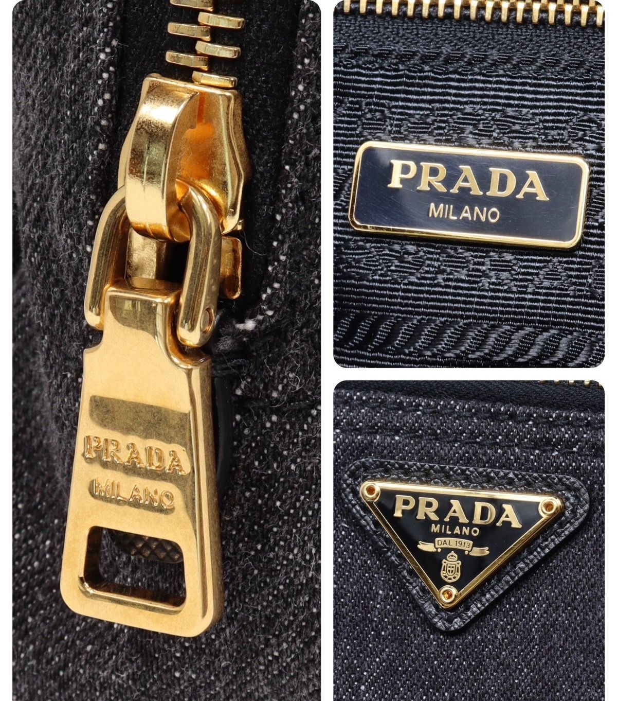 PRADA プラダ デニム ポーチ 1N0693 トライアングルロゴ 黒